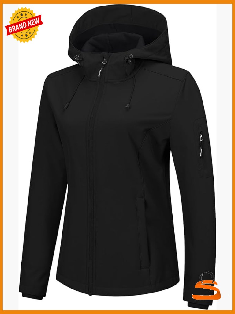 Women's Softshell Hooded Jacket Fleece Lined Lightweight Waterproof Insulated